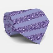 Diepe Amethist Glitter Horizontale Strepen Stijl Stropdas (Opgerold)