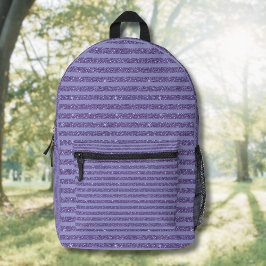 Diepe Amethist Glitter Stijl Horizontale Strepen Bedrukte Rugzak