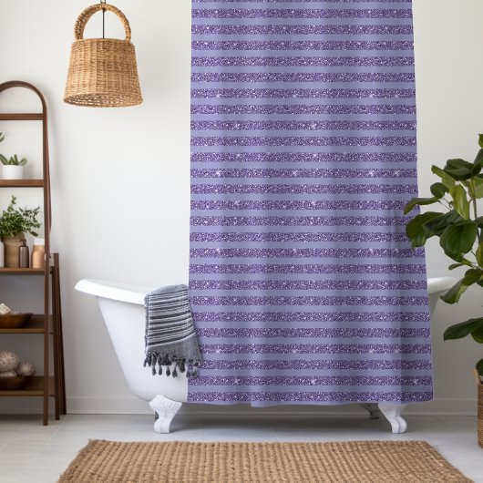 Diepe Amethist Glitter Stijl Horizontale Strepen Douchegordijn