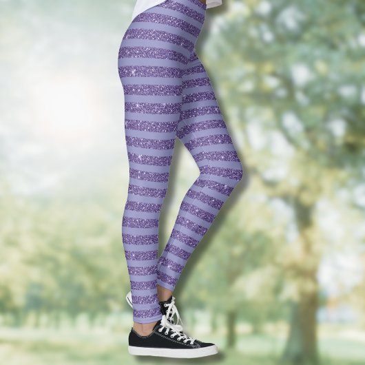 Diepe Amethist Glitter Stijl Horizontale Strepen  Leggings