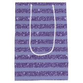 Diepe Amethist Glitter Stijl Horizontale Strepen Medium Cadeauzakje (Achterkant)