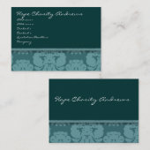 Diepe Aqua Damask Floral - Visitekaartje (Voorkant / Achterkant)