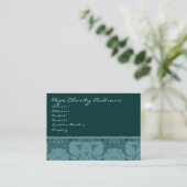 Diepe Aqua Damask Floral - Visitekaartje (Staand voorkant)