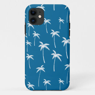 Diepe aqua en witte palmbomen Case-Mate iPhone case