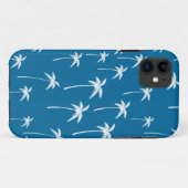 Diepe aqua en witte palmbomen Case-Mate iPhone case (Achterkant (horizontaal))