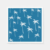 Diepe aqua en witte palmbomen servetten (Voorkant)
