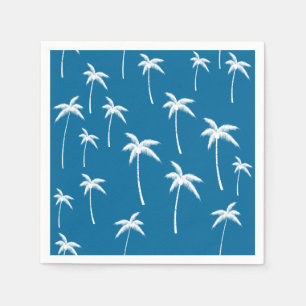 Diepe aqua en witte palmbomen servetten