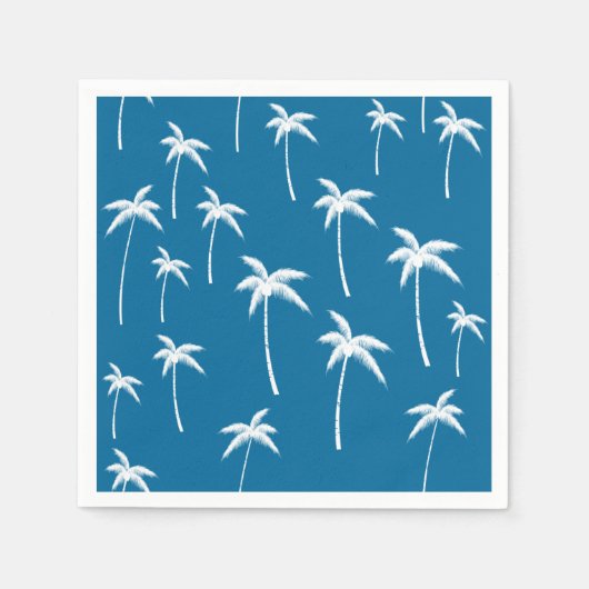 Diepe aqua en witte palmbomen servetten (Voorkant)