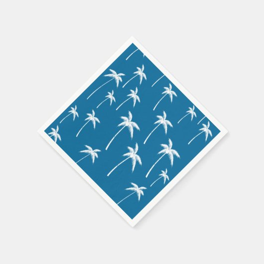 Diepe aqua en witte palmbomen servetten (Hoek)