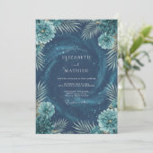 Diepe Aqua Kosmische Eucalyptus Bruiloft Kaart (Staand voorkant)