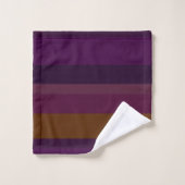 Diepe Aubergine & Mosterd Horizontale Strepen Bad Handdoek (Wasdoekje)