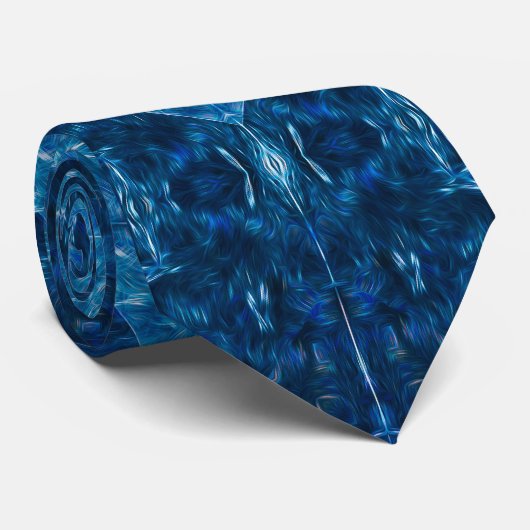 Diepe Azuur Reflectie Stropdas (Opgerold)