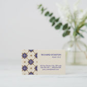 Diepe blauwe bloemen patroon visitekaartje (Staand voorkant)
