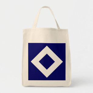 Diepe Blauwe Diamant, Krachtige Witte Rand Tote Bag