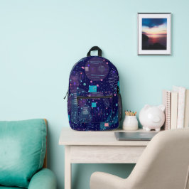 Diepe Blauwe Dromen Abstracte Kunst Bedrukte Rugzak