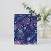 Diepe Blauwe Dromen Abstracte Kunst Briefkaart (Staand voorkant)