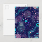 Diepe Blauwe Dromen Abstracte Kunst Briefkaart (Voorkant / Achterkant)