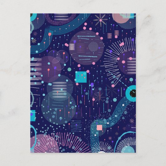 Diepe Blauwe Dromen Abstracte Kunst Briefkaart (Voorkant)