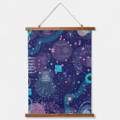 Diepe Blauwe Dromen Abstracte Kunst Hangend Wandkleed (Voorkant)