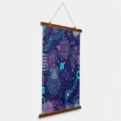 Diepe Blauwe Dromen Abstracte Kunst Hangend Wandkleed (Gebogen)