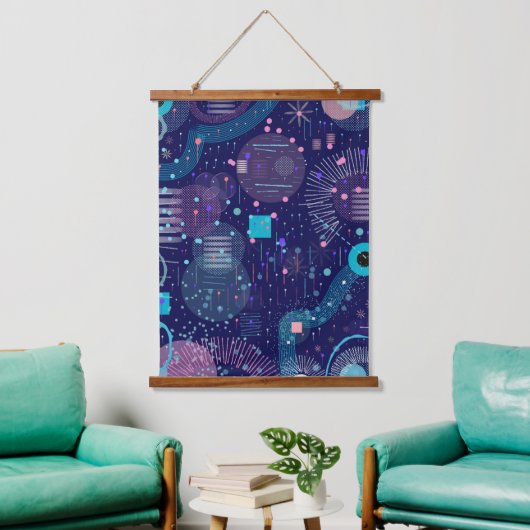 Diepe Blauwe Dromen Abstracte Kunst Hangend Wandkleed (Woonkamer)