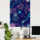 Diepe Blauwe Dromen Abstracte Kunst Poster (Thuiskantoor)