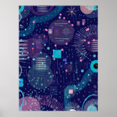 Diepe Blauwe Dromen Abstracte Kunst Poster (Voorkant)