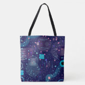 Diepe Blauwe Dromen Abstracte Kunst Tote Bag (Voorkant)