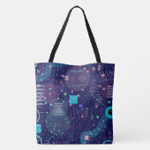 Diepe Blauwe Dromen Abstracte Kunst Tote Bag (Achterkant)