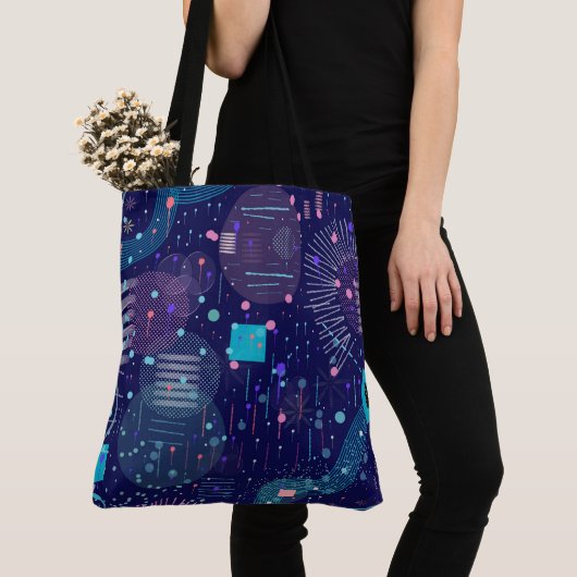Diepe Blauwe Dromen Abstracte Kunst Tote Bag (Dichtbij)