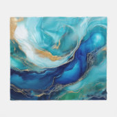 Diepe Blauwe Echos: Abstracte Kunst van de Oceaan Fleece Deken (Voorkant (Horizontaal))