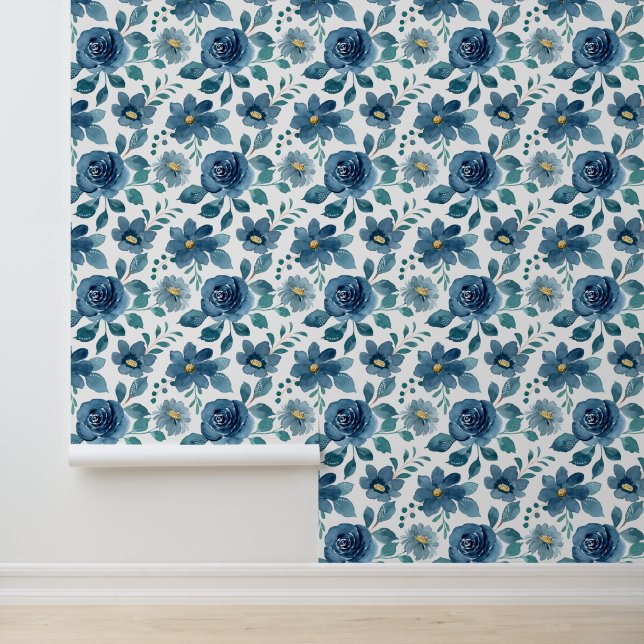 Diepe Blauwe Elegantie Behang (Applicatie)