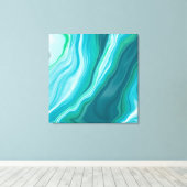 Diepe blauwe en Blauwgroen groene oceaanvochtige k Canvas Afdruk (Insitu (Houten vloer))