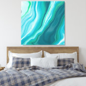 Diepe blauwe en Blauwgroen groene oceaanvochtige k Canvas Afdruk (Insitu (Slaapkamer))