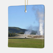 Diepe Blauwe Geiser en Bizon bij Yellowstone Keramisch Ornament (Links)