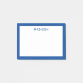 Diepe blauwe grens Moderne monogram naam Post-it® Notes (Voorkant)