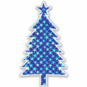 Diepe blauwe kerstboom met sterren sticker (Voorkant)