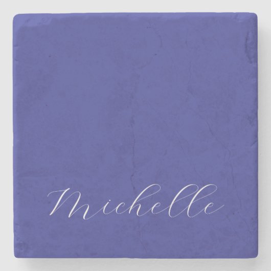 Diepe Blauwe Kleur Eenvoudig Moderne Eigen Naam Ca Stenen Onderzetter (Voorkant)
