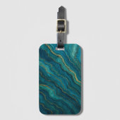 Diepe Blauwe Oceaan Marmer Agate Textuur Bagagelabel (Voorkant (verticaal))