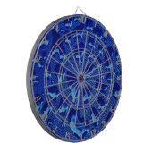 Diepe blauwe waterdruppels dartbord (Voorkant Links)