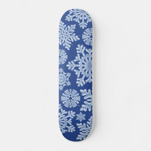 Diepe blauwe winterwinter, bevroren Snowflakes ker Persoonlijk Skateboard (Voorkant)