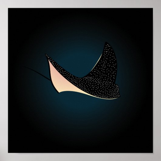Diepe blauwe Zee met onderwater Ray Vis Poster (Voorkant)