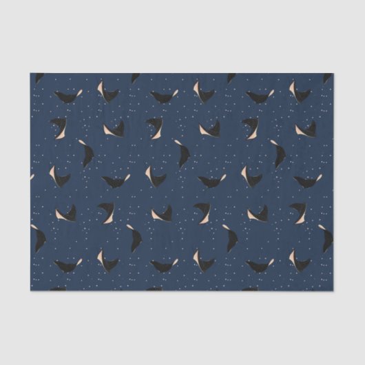 Diepe blauwe Zee met onderwater Ray Vis Tissuepapier (Voorkant)