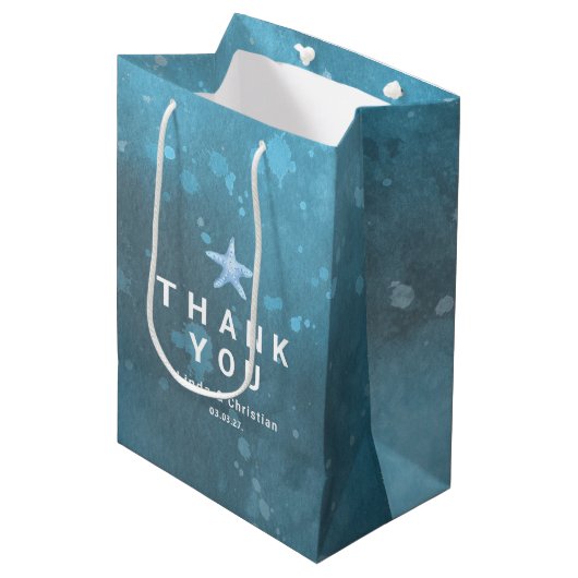 Diepe Blauwe Zee Zomer Bruiloft Medium Cadeauzakje (Voorkant Gekanteld)