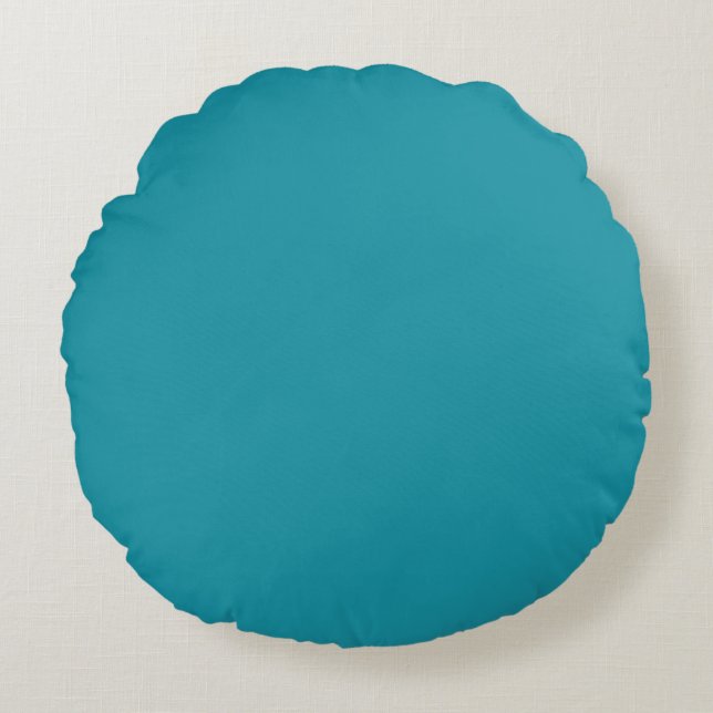Diepe Blauwgroen (Blauw/Turquoise) kleur Rond Kussen (Voorkant)
