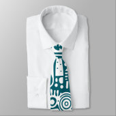 Diepe blauwgroen en witte doodles 4 van 7 stropdas (Gebonden)