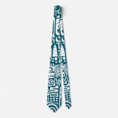 Diepe blauwgroen en witte doodles 4 van 7 stropdas (Voorkant)