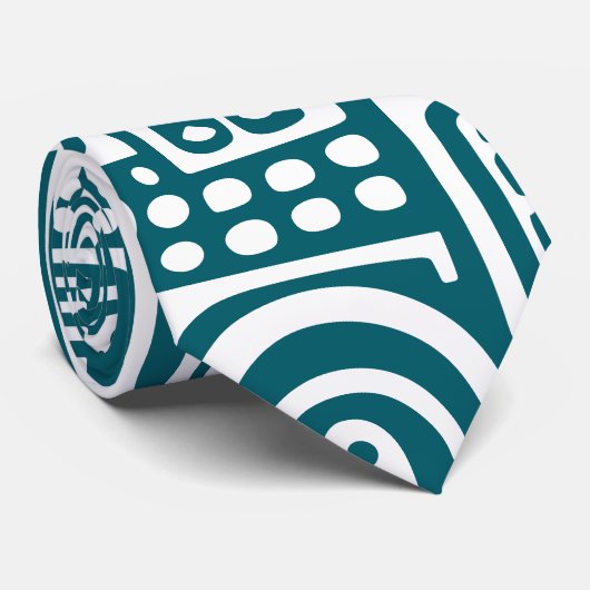 Diepe blauwgroen en witte doodles 4 van 7 stropdas (Opgerold)