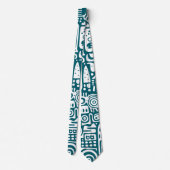 Diepe blauwgroen en witte doodles 4 van 7 stropdas (Achterkant)