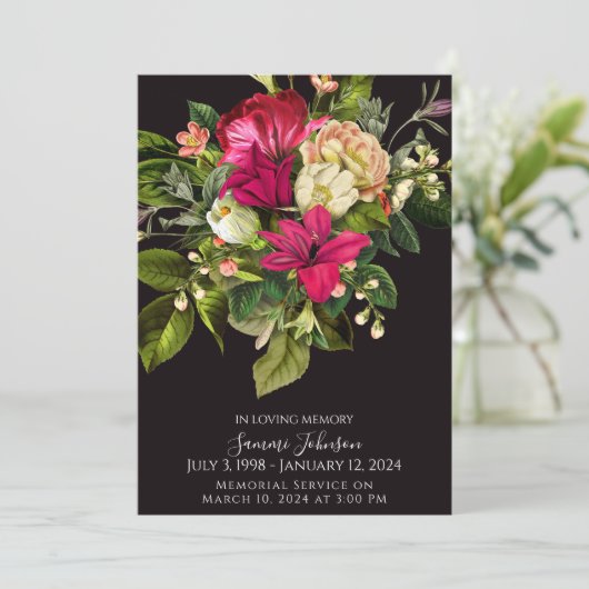 Diepe Bloemenlelie Uitvaart Memorial Aankondiging (Staand voorkant)